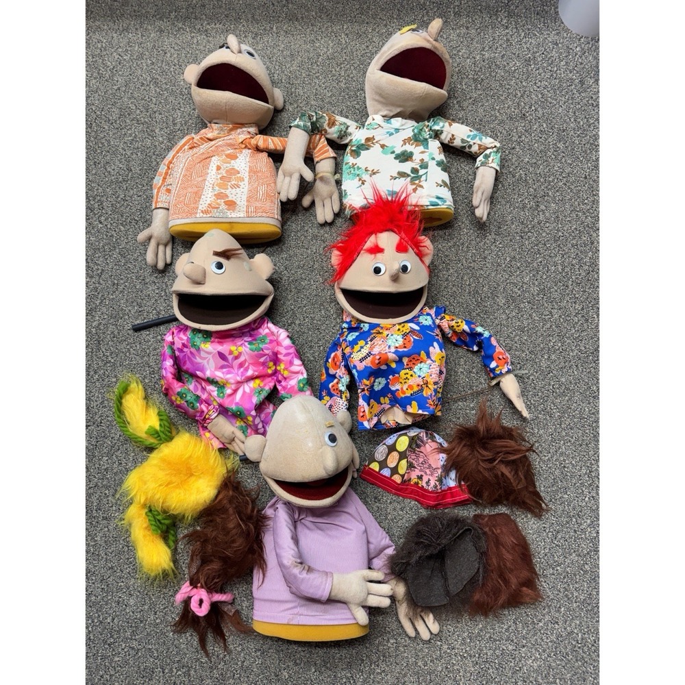 5 VTG Hand Puppets 70's Half Foam Body Church Preschool Professional Lot READ